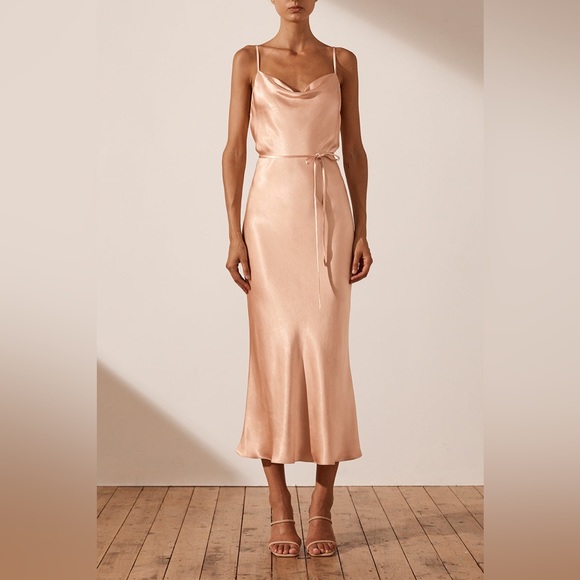 Shona Joy Dresses & Skirts - La Lune Bias Cowl MIDI Dress | Desert Rose | Size: 6